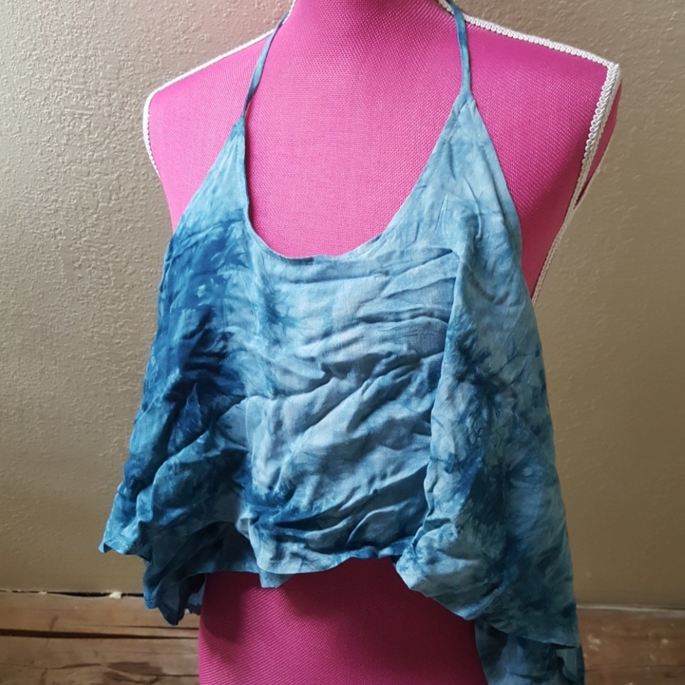 NWT Blue Tie Dye Flounce Tank